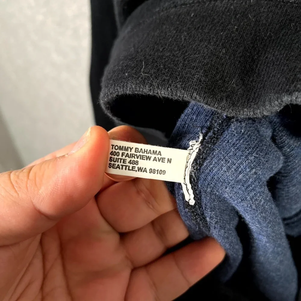 Tommy Bahama Reversible‎ Cardigan Sweater Mens Black Blue Mock Neck Full Zip
